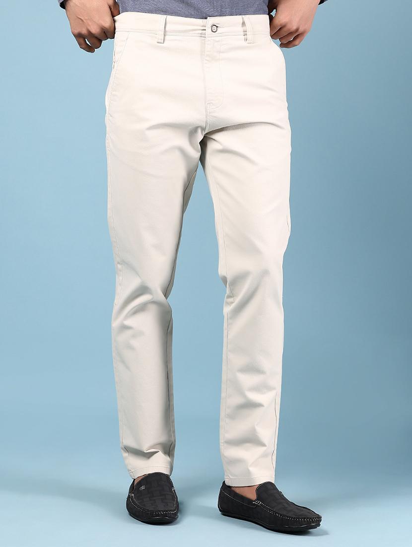 men cream solid mid rise chinos - 21872628 - Zoom Image - 0