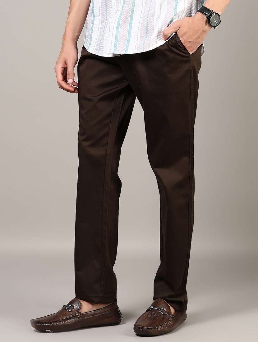 men solid md rise flat front casual chinos  - 21872654 -  Standard Image - 2