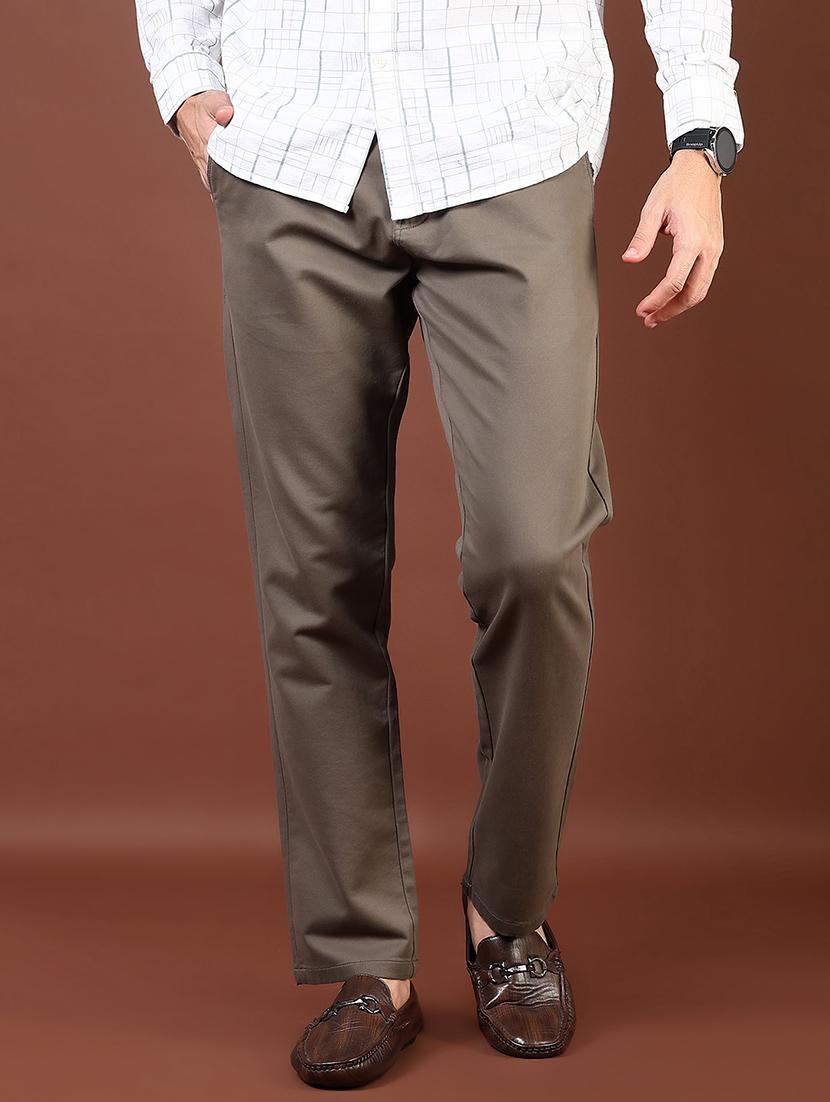 men solid md rise flat front casual chinos - 21872662 - Standard Image - 2