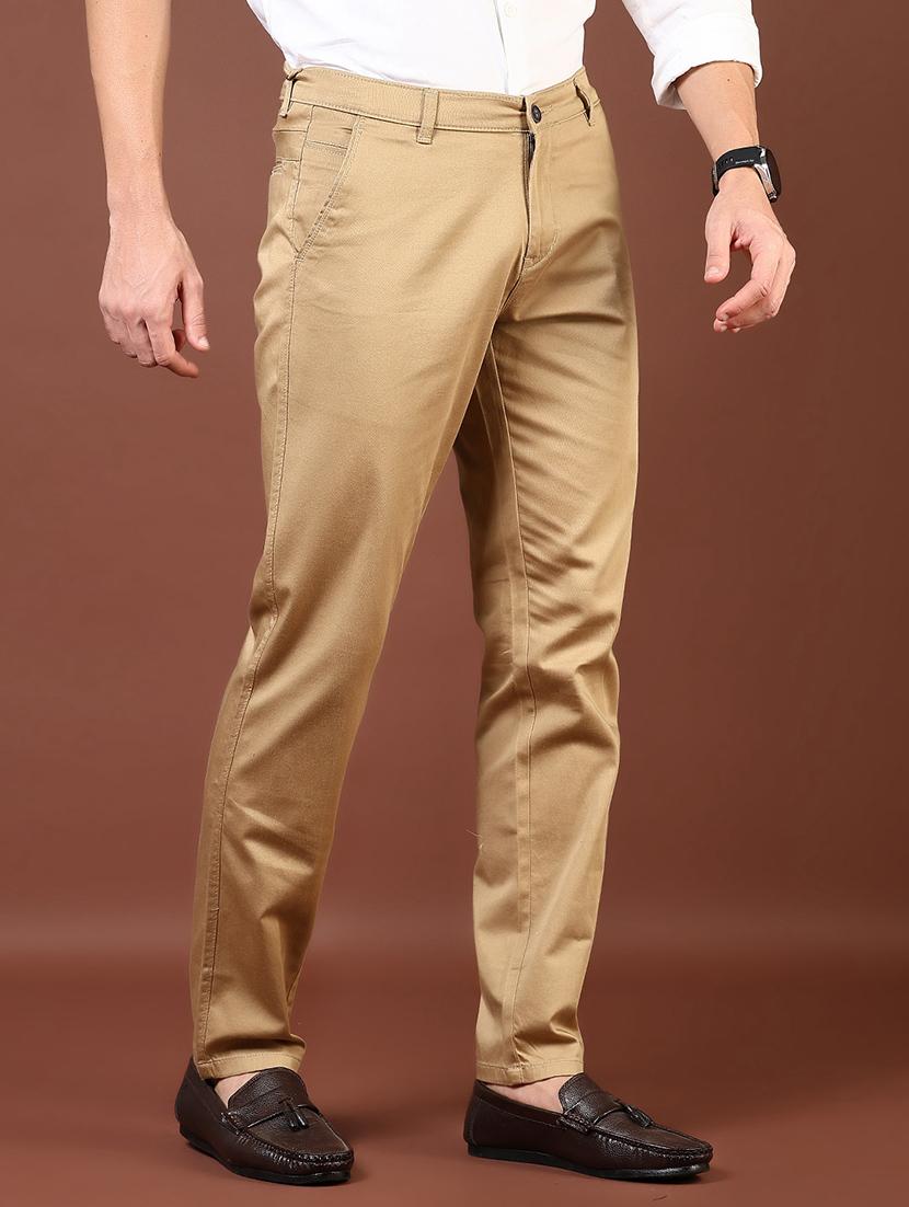 men solid md rise flat front casual chinos - 21872677 - Standard Image - 2