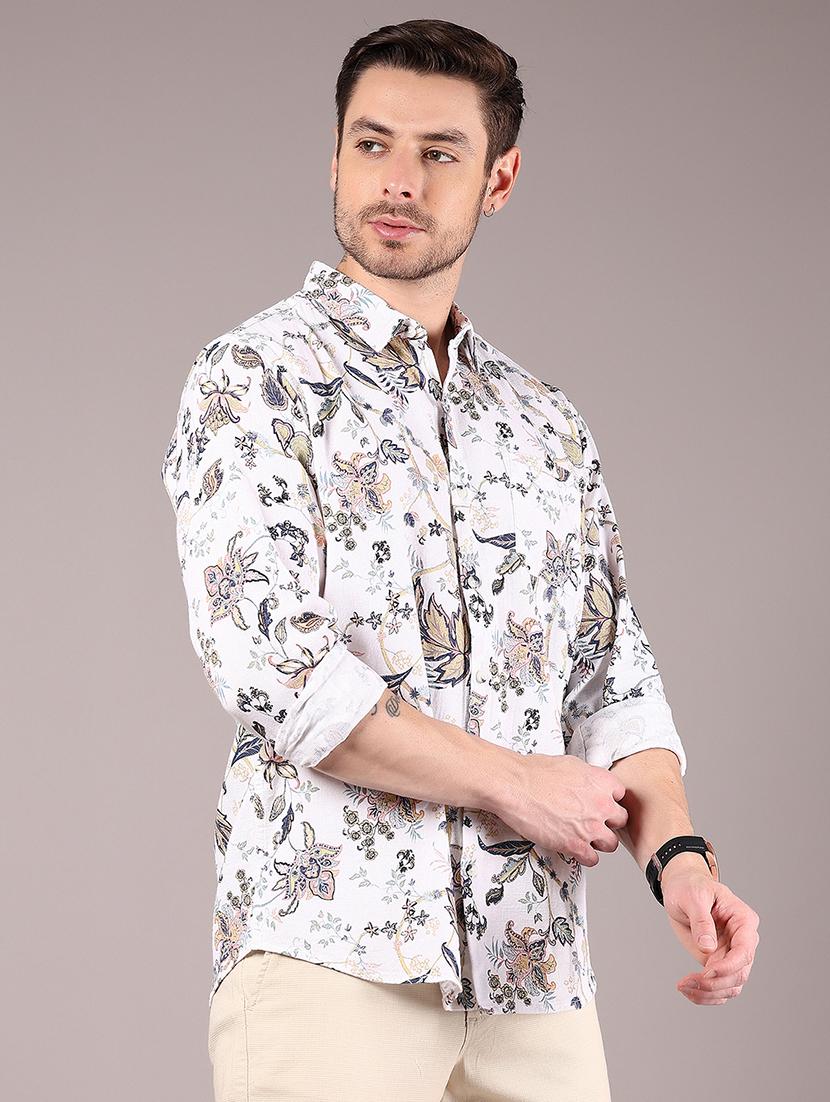 men printed collaerd long sleeve shirt - 21872701 - Standard Image - 2