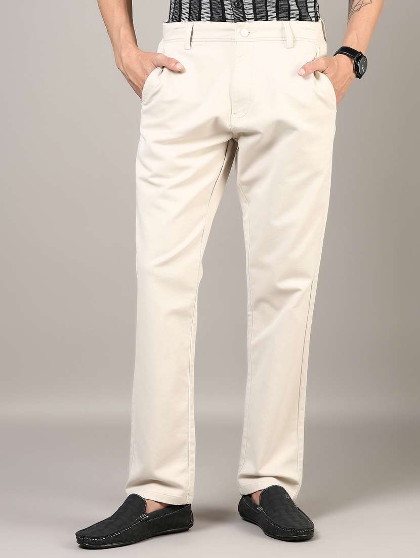 men solid mid rise flat front casual chinos  - 21872715 -  Zoom Image - 0
