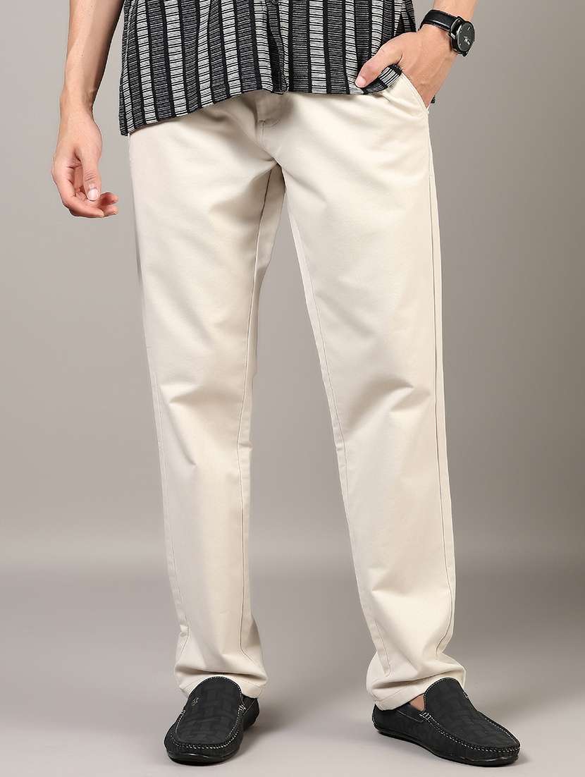 men solid mid rise flat front casual chinos - 21872715 - Standard Image - 2