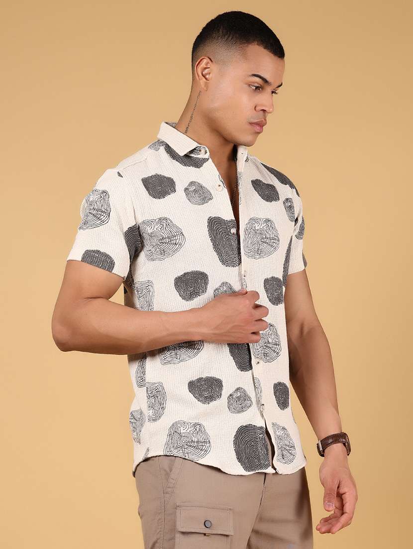 men printed short sleeve slim fit casual shirt - 21872740 -  Standard Image - 2