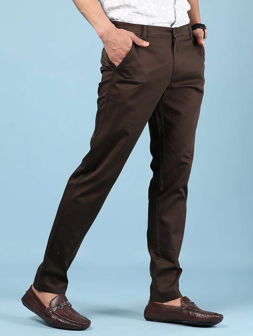 men solid md rise flat front casual chinos  - 21872744 -  Standard Image - 2