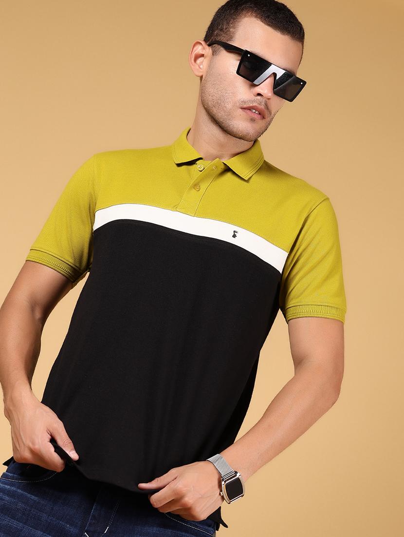 men color block short sleeve regular fit polo t-shirt