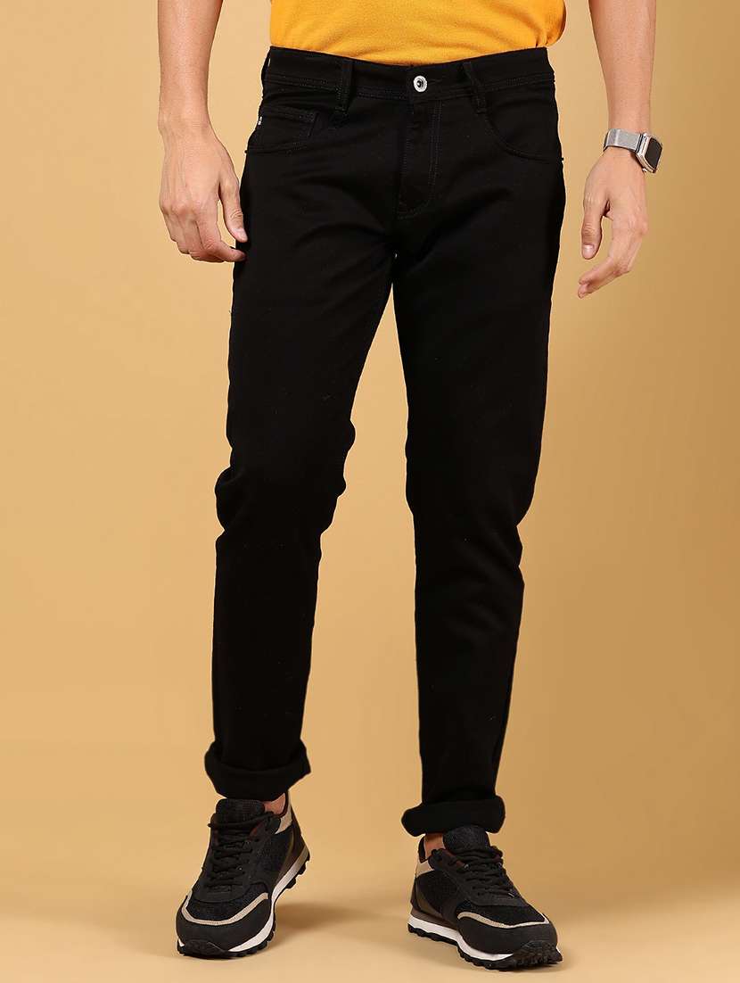 men solid mid rise slim fit jean