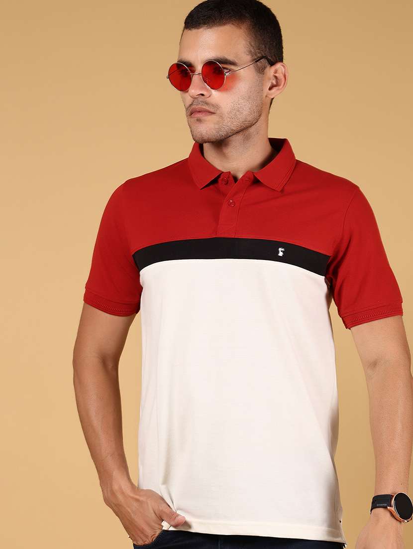 men color block short sleeve regular fit polo t-shirt