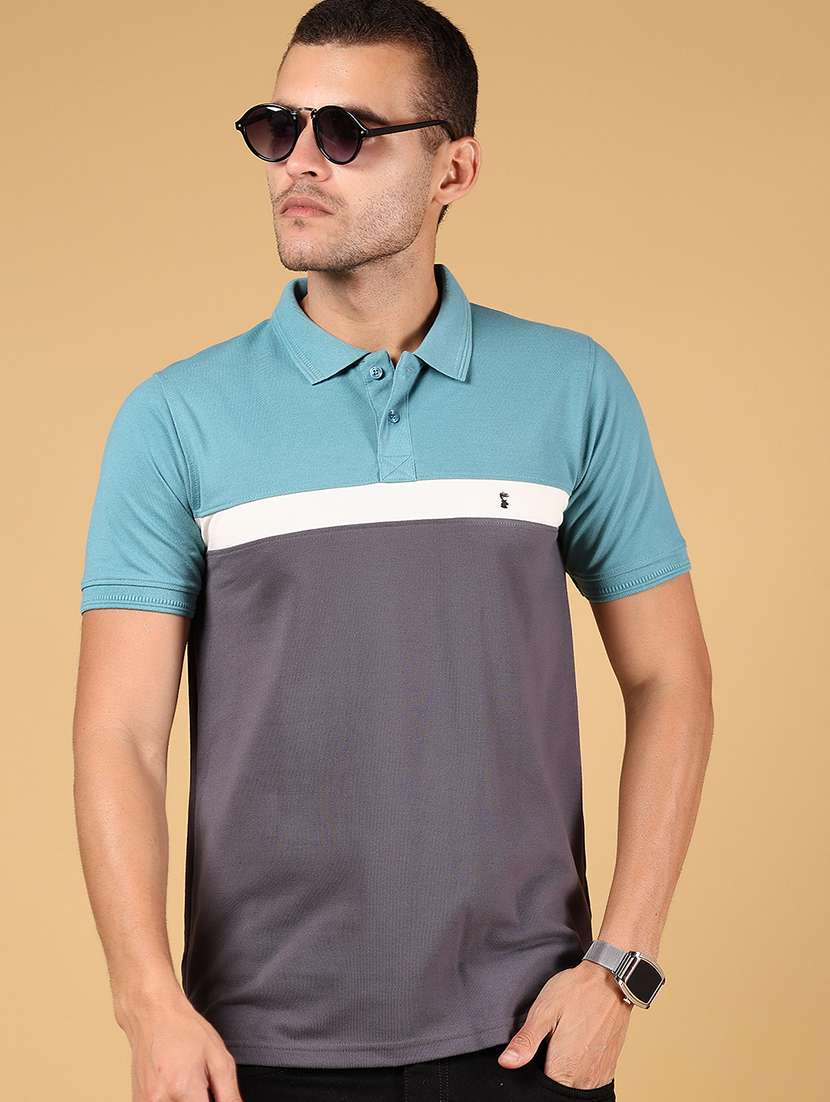 men color block short sleeve regular fit polo t-shirt