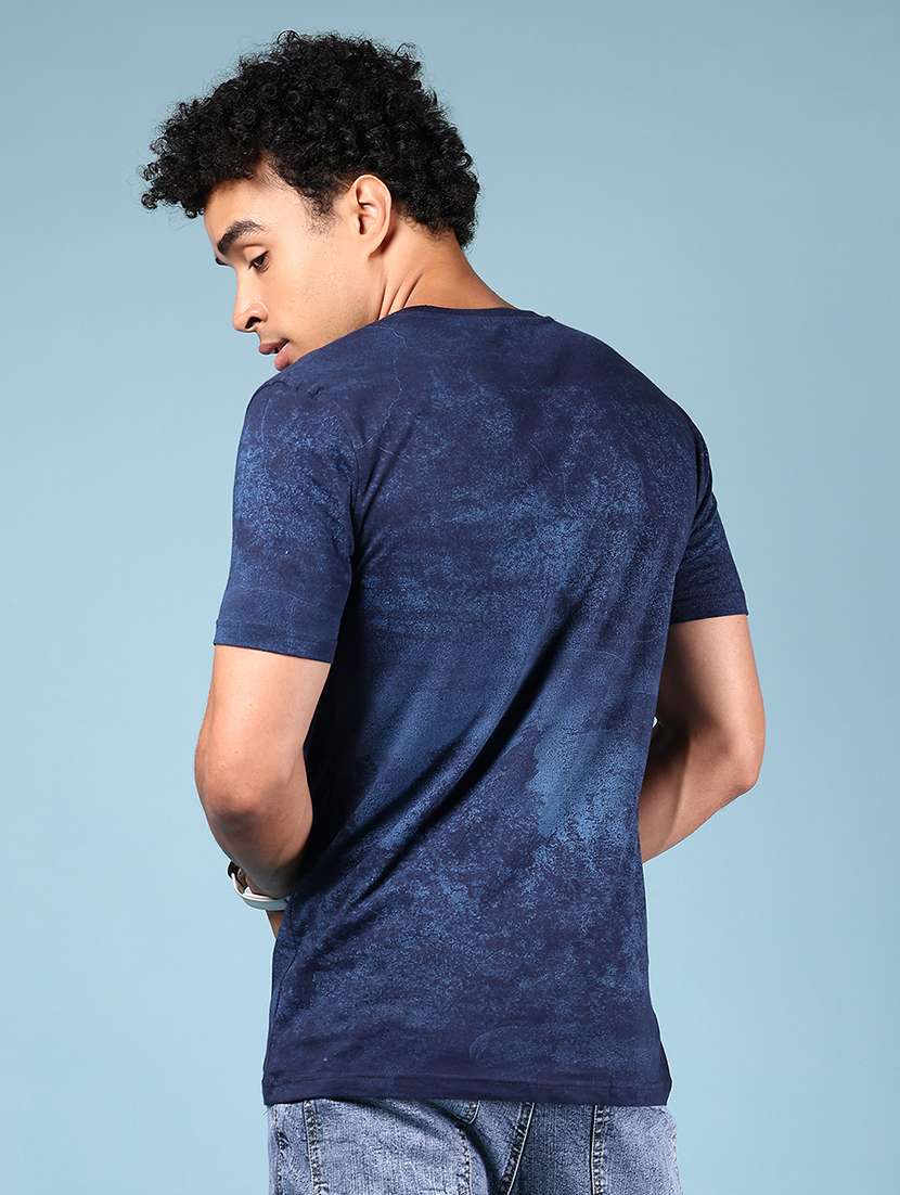 navy blue cotton all over print tshirt - 21872773 -  Standard Image - 2