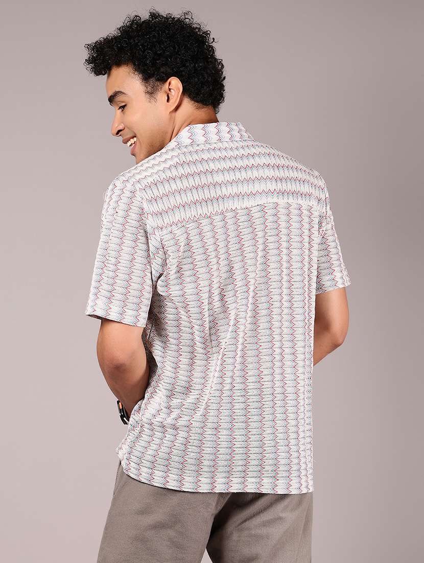 men textured cuban collar casual shirt - 21872786 - Standard Image - 2