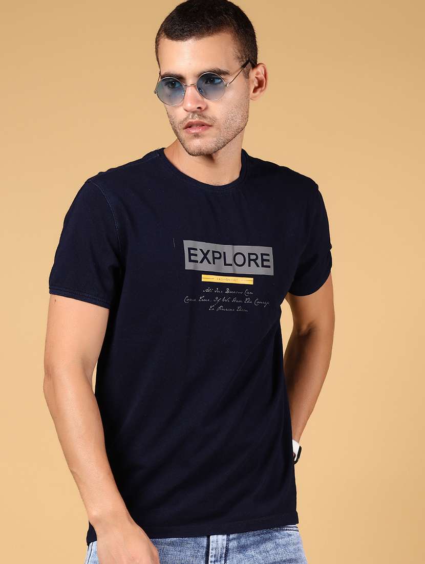 men chest print short sleeve regular fit t-shirt