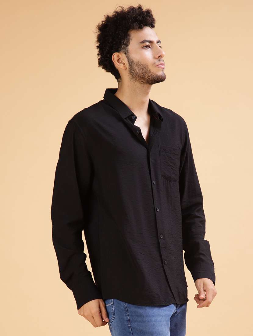 men solid collared long sleeve casual shirt - 21872809 - Standard Image - 2