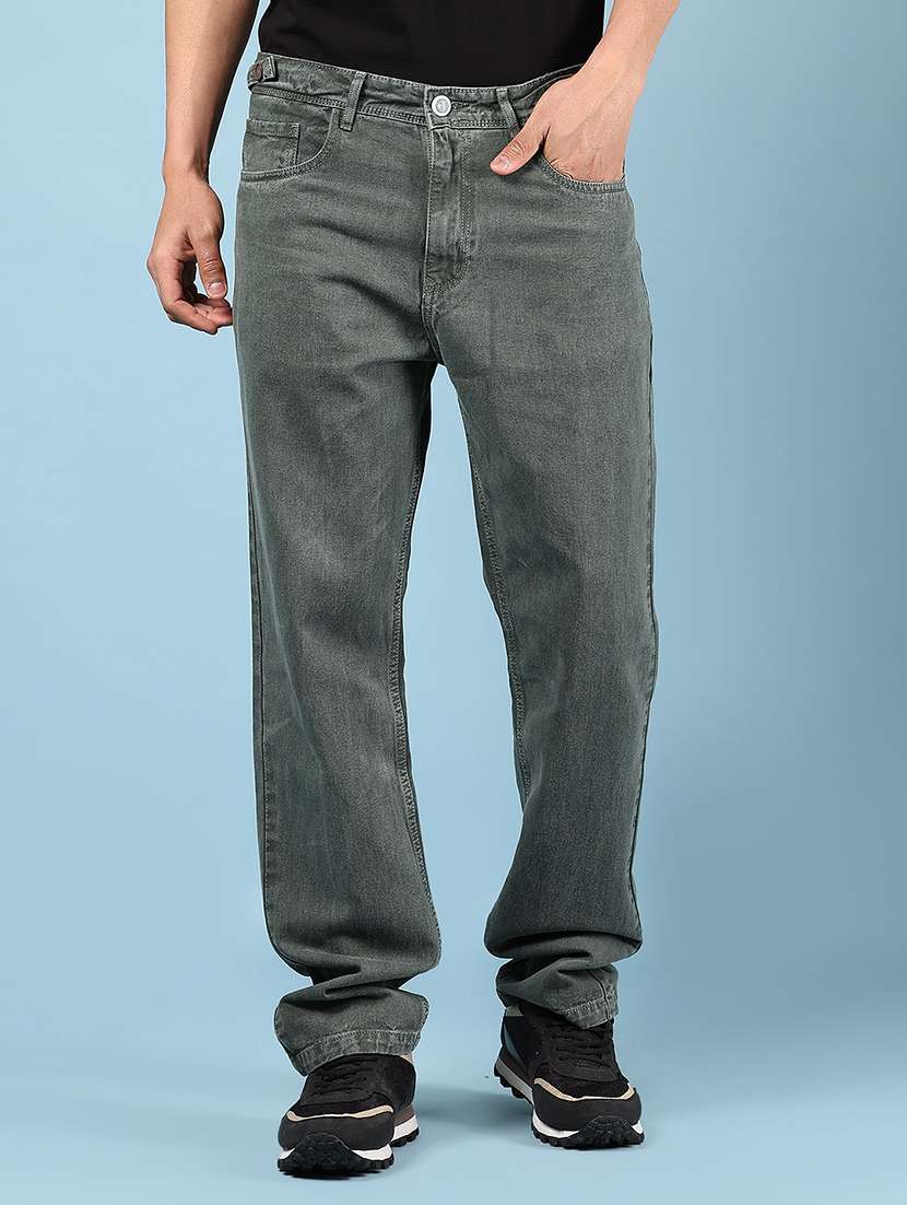 men solid mid rise relaxed fit jean
