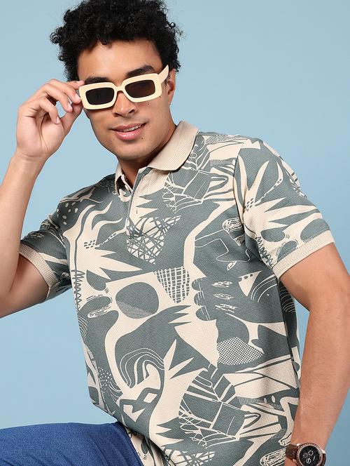 men printed short sleeve regular fit polo t-shirt - 21873013 - Standard Image - 0