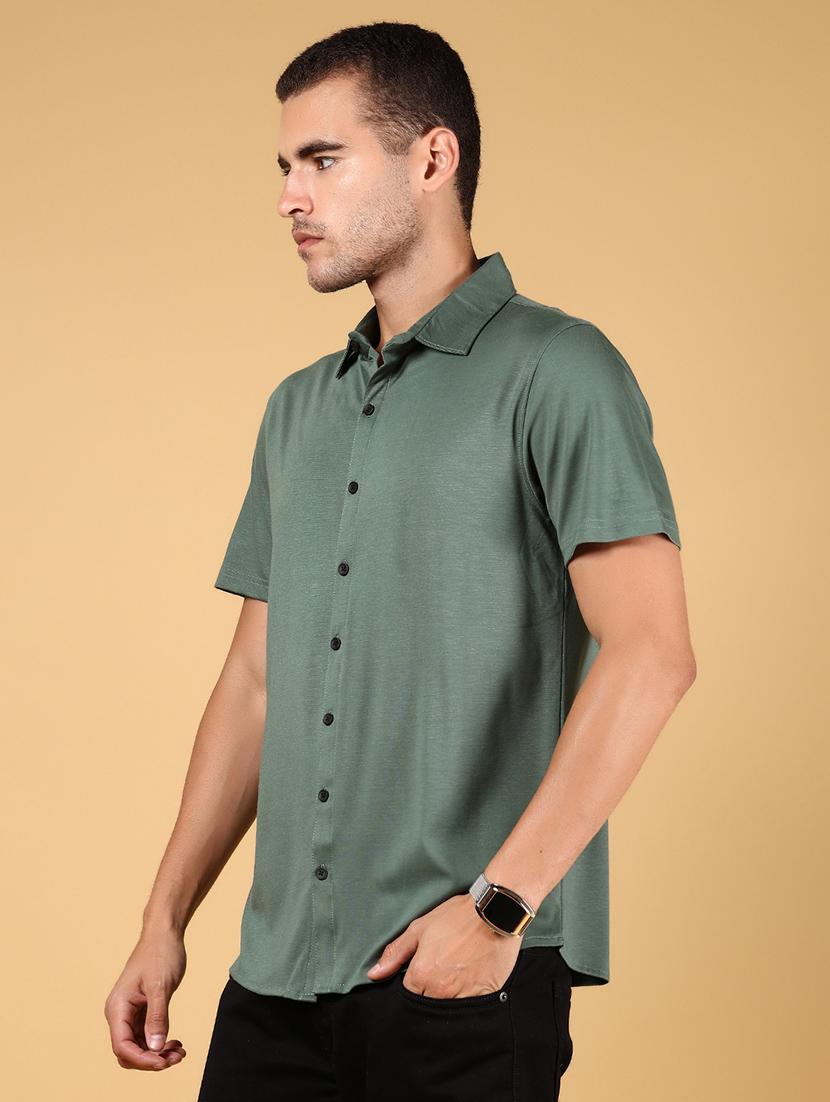 men solid short sleeve regular fit casual shirt - 21873020 - Standard Image - 2
