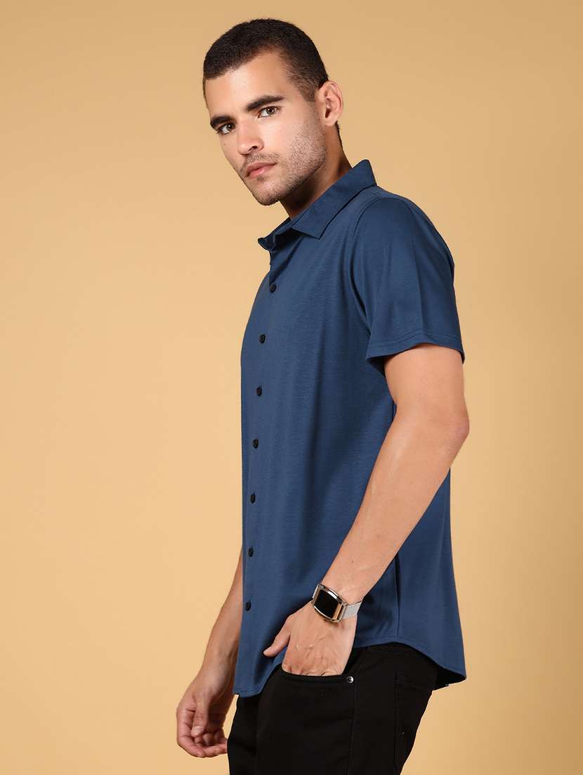 men solid short sleeve regular fit casual shirt - 21873021 -  Standard Image - 2