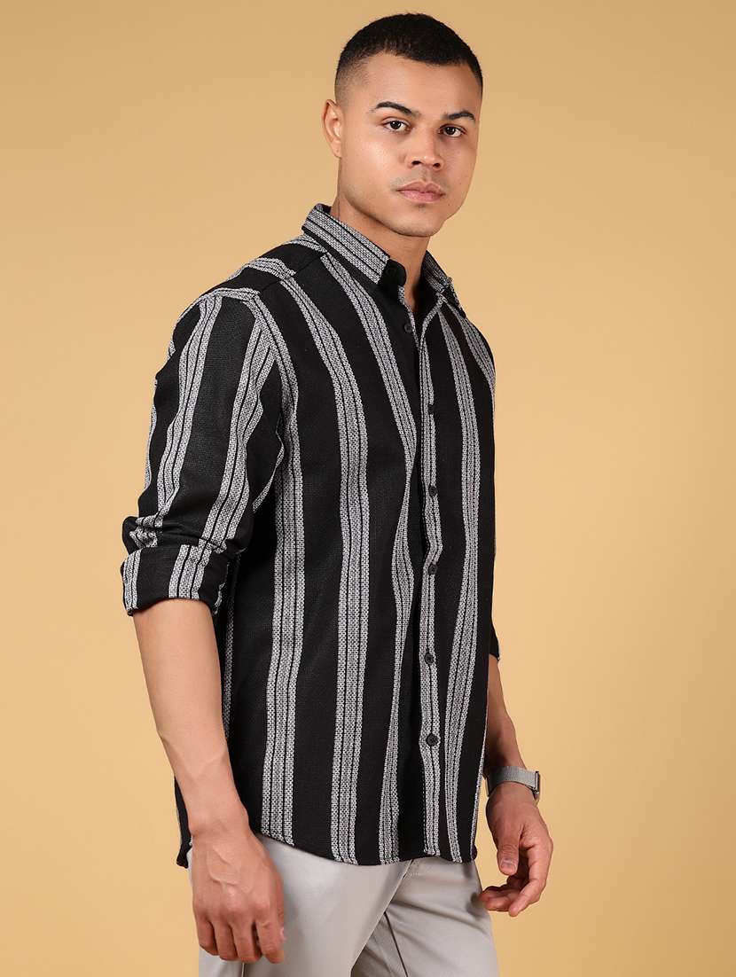 men pristripednted collared long sleeve shirt - 21873070 -  Standard Image - 2