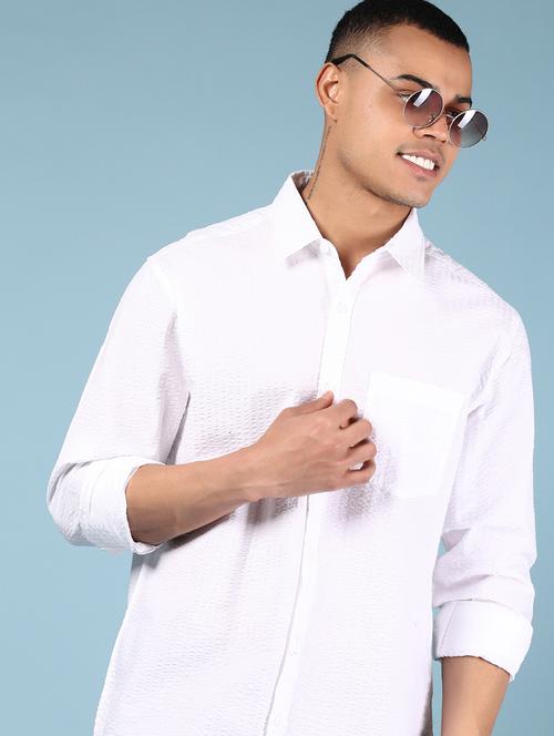 men solid long sleeve regular fit casual shirt - 21873104 - Standard Image - 0