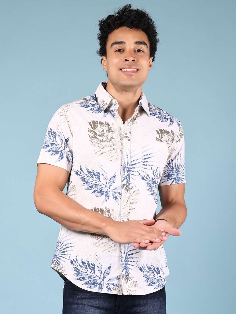 men printed short sleeve regular fit casual shirt - 21873106 - Standard Image - 2