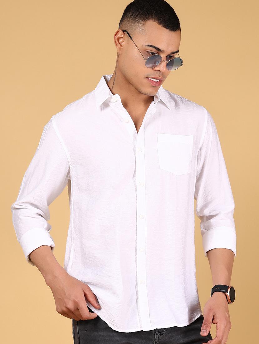men solid long sleeve regular fit casual shirt