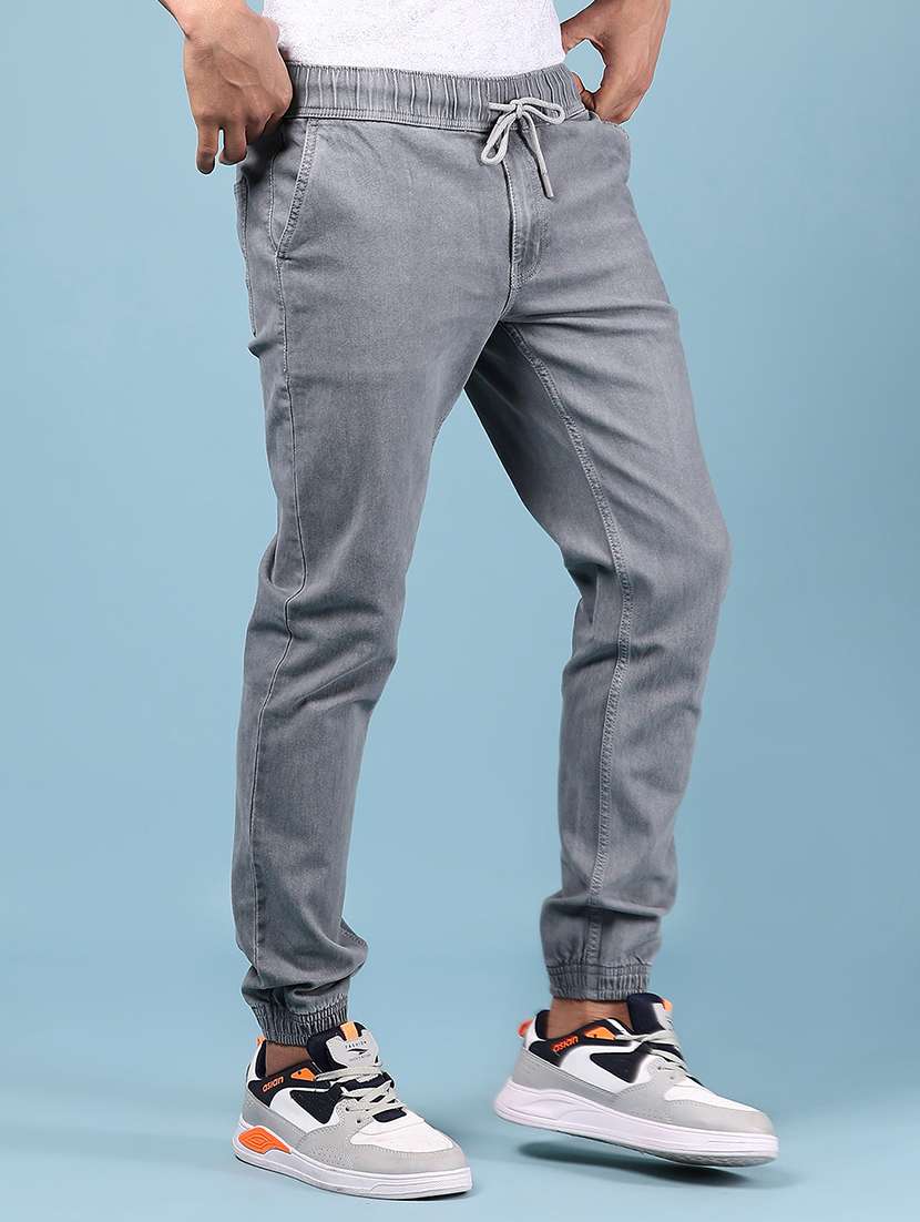 men grey solid mid rise regular fit jogger - 21873125 -  Standard Image - 2