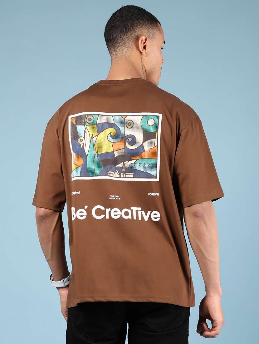 brown cotton back print tshirt - 21873149 - Zoom Image - 0