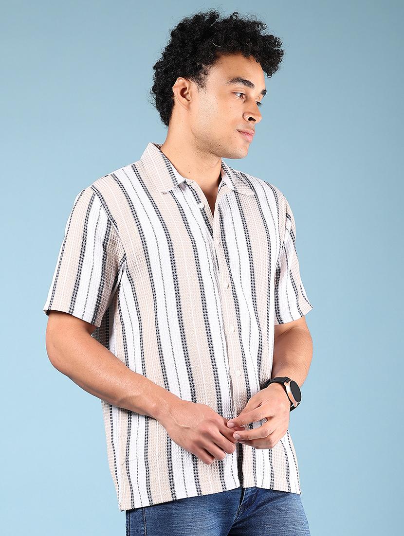 men striped short sleeve regular fit casual shirt - 21873162 - Standard Image - 2