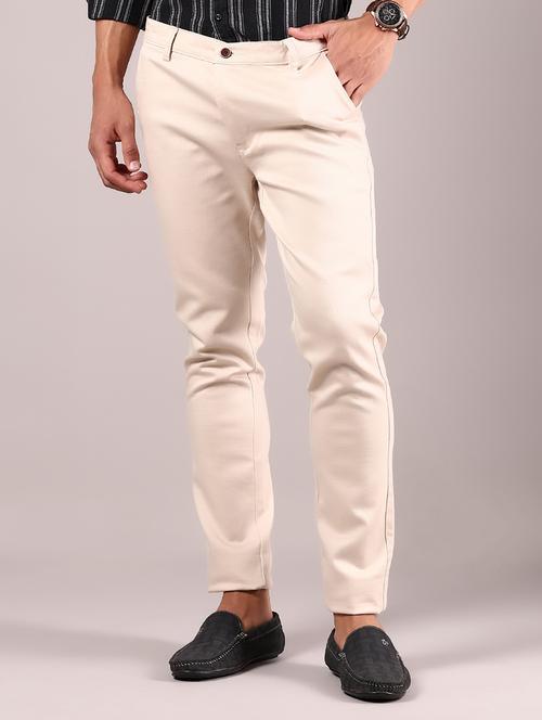 men solid md rise flat front casual chinos - 21873203 - Standard Image - 0