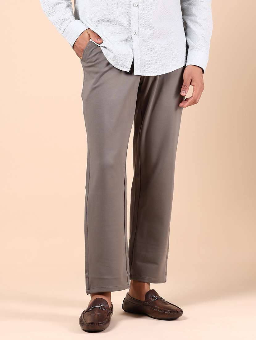 men solid md rise flat front casual chinos  - 21873207 -  Standard Image - 2