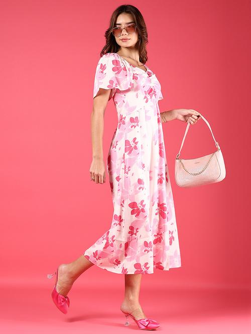 women pink floral printed a-line dress - 21873302 -  Standard Image - 0