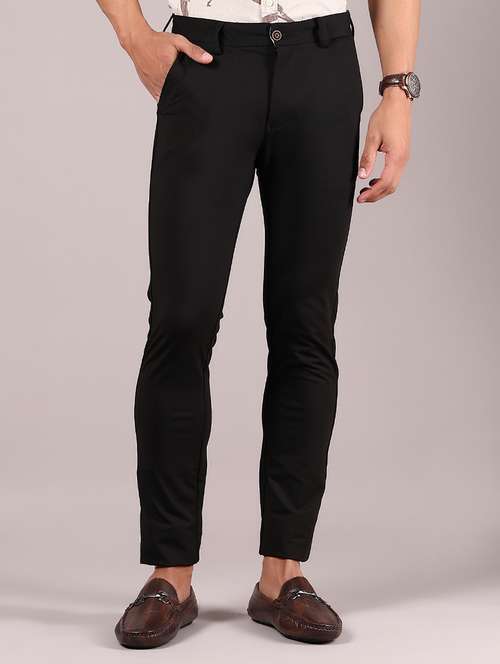 men solid md rise casual chinos - 21873309 - Standard Image - 0