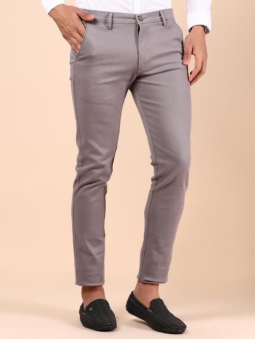 men solid md rise casual chinos - 21873315 - Standard Image - 0