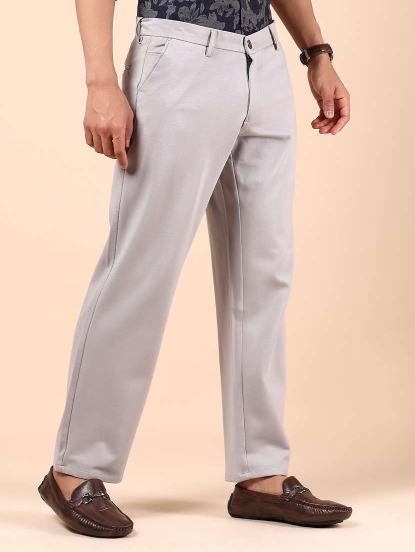 men solid mid rise straight fit chinos - 21873316 - Standard Image - 2