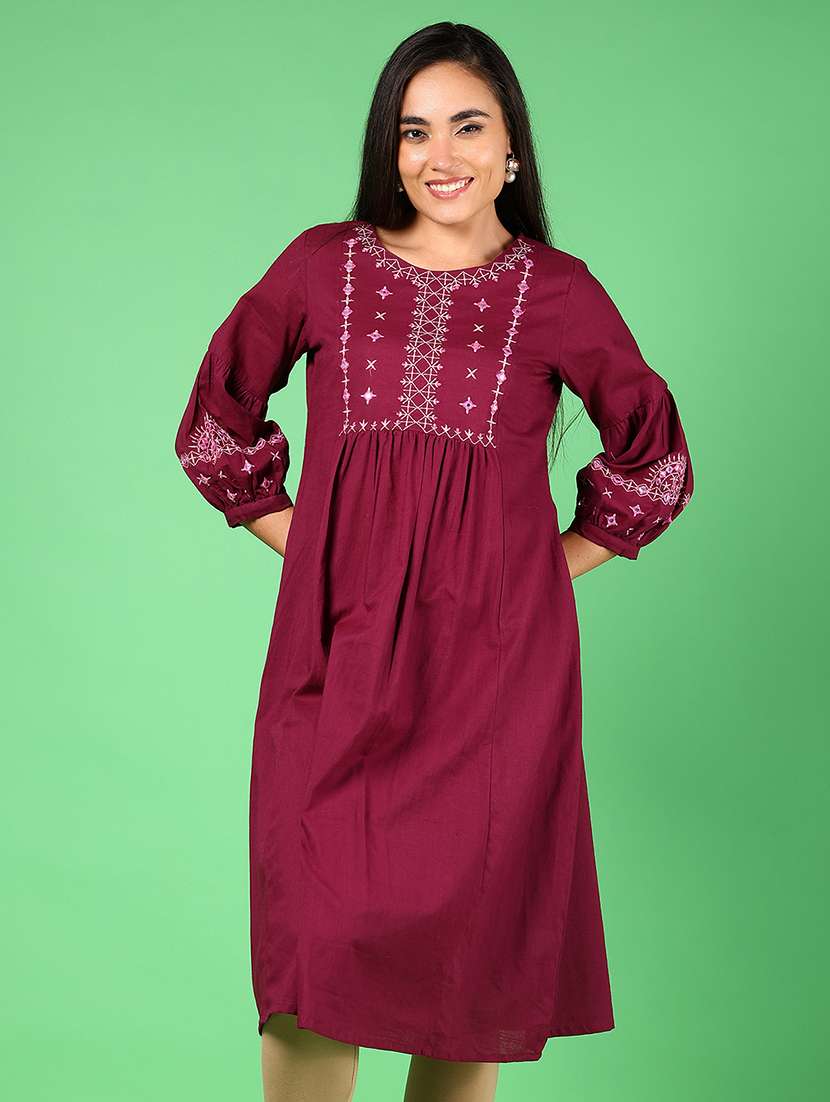 purple cotton aline kurta