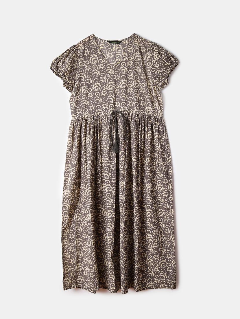 women grey printed short sleeve a-line dress - 21873341 - Zoom Image - 0