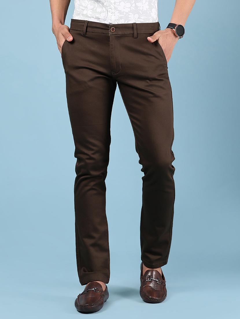 men solid md rise casual chinos - 21873442 - Zoom Image - 0