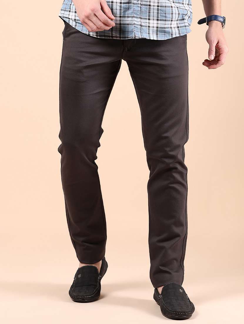 men solid md rise casual chinos - 21873444 - Standard Image - 2