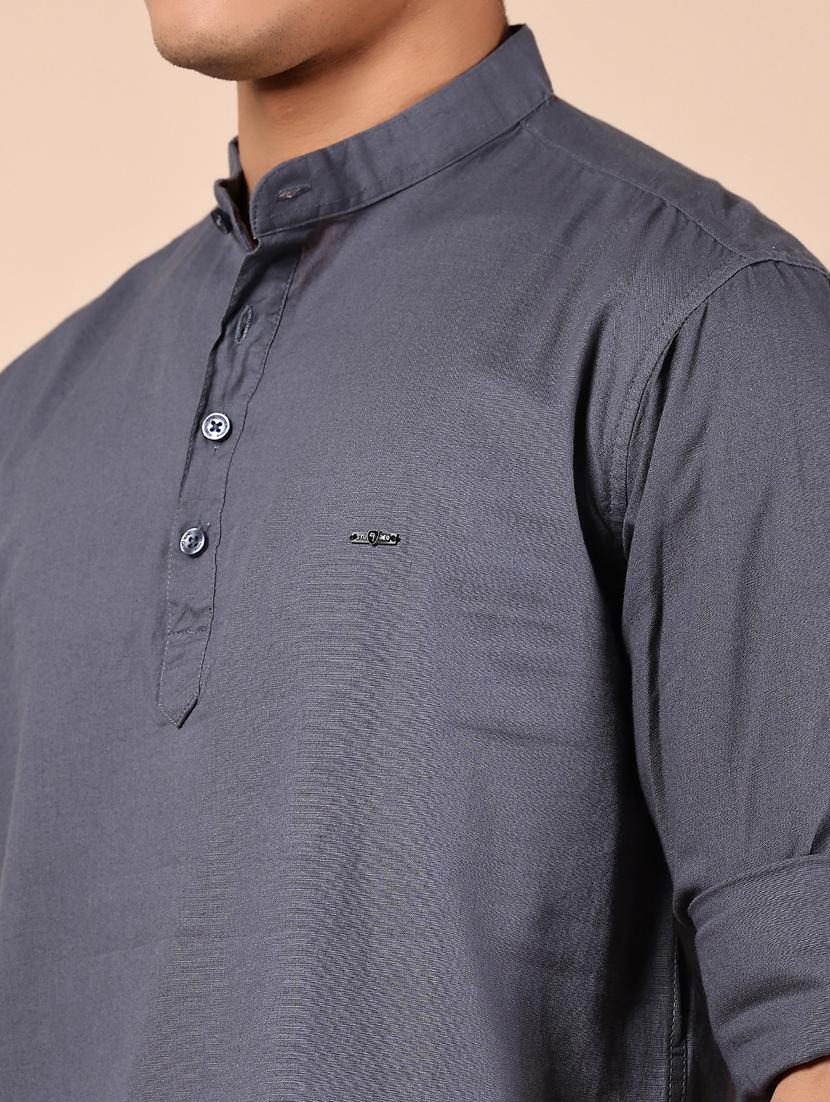 men solid mandarin neck short kurta - 21873458 - Standard Image - 2