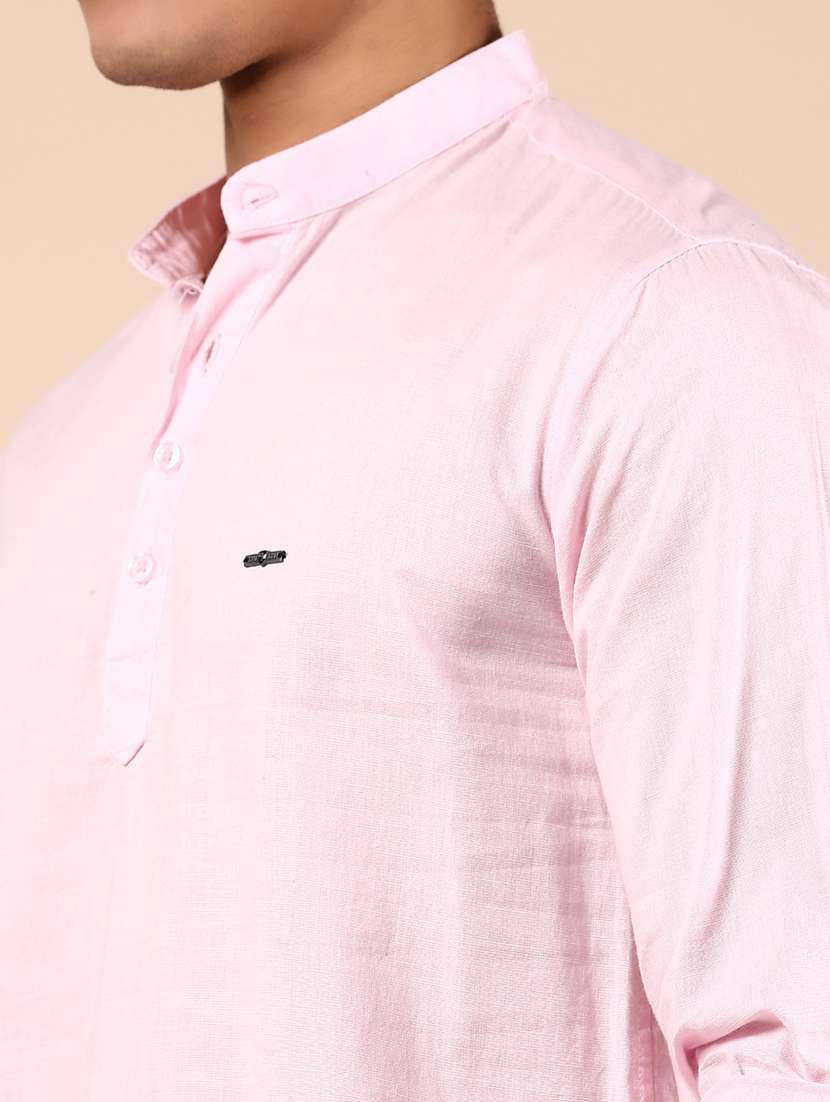 men solid mandarin neck short kurta - 21873460 -  Standard Image - 2