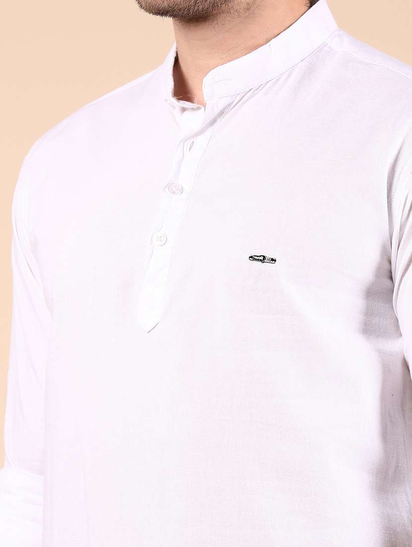 men solid mandarin neck short kurta - 21873461 -  Standard Image - 2