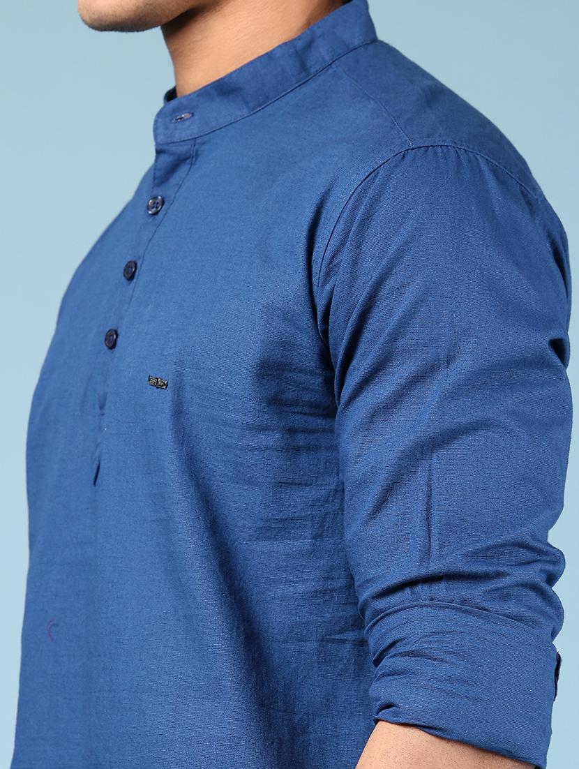 men solid mandarin neck short kurta - 21873462 - Standard Image - 2
