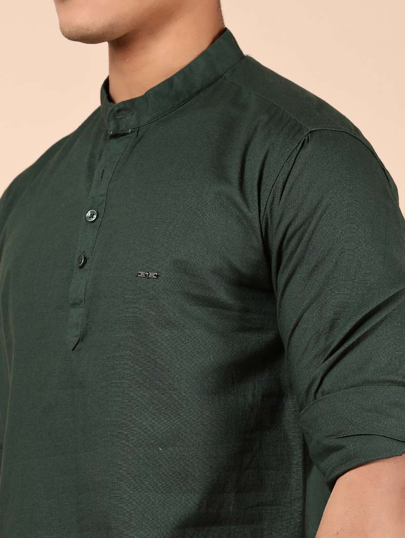 men solid mandarin neck short kurta - 21873464 -  Standard Image - 2