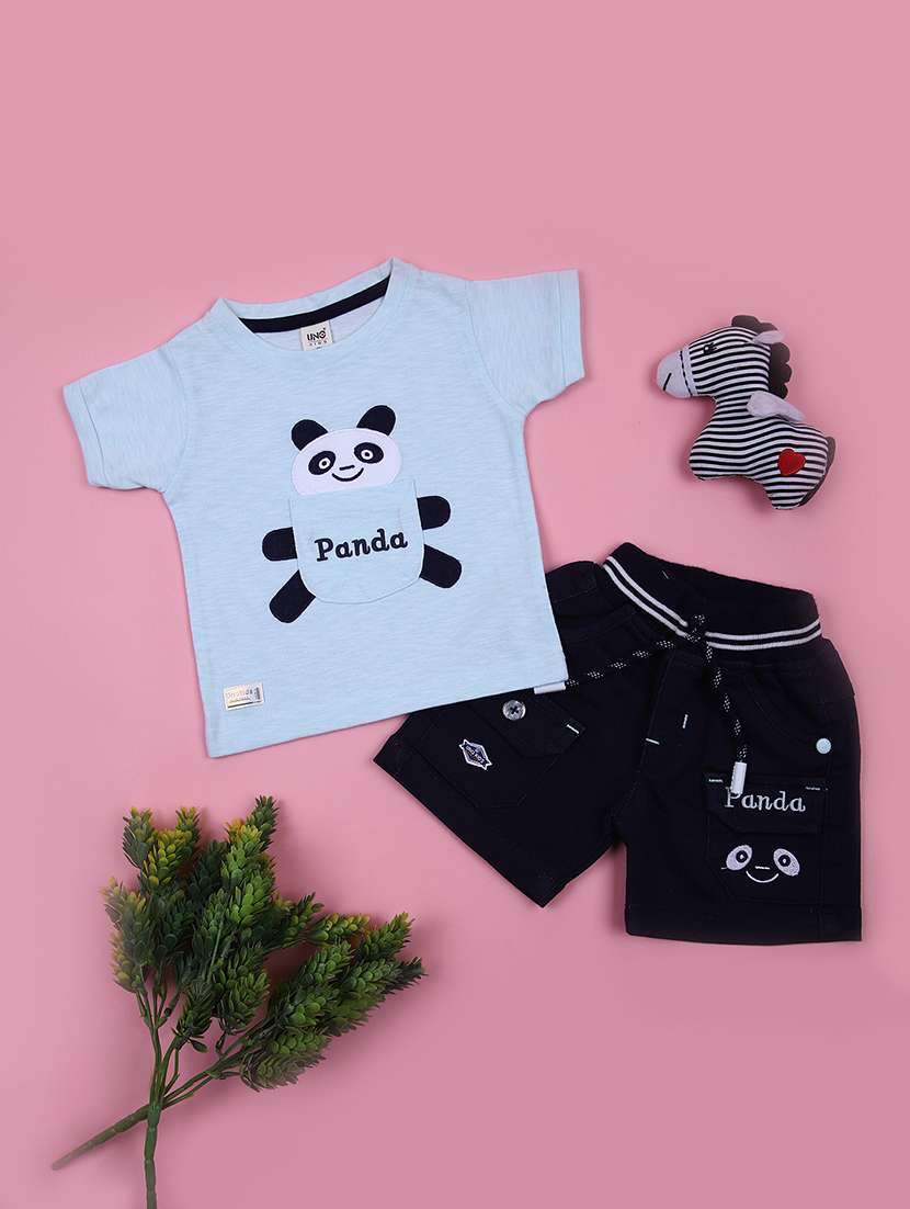 boys printed t-shirt & shorts casual wear set