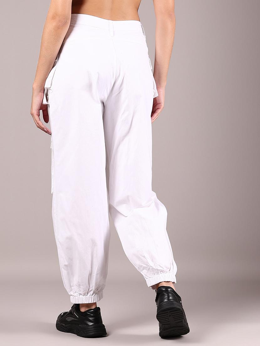 women white solid mid rise jogger - 21873584 - Standard Image - 2