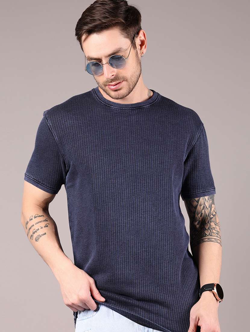 men self design short sleeve regular fit t-shirt