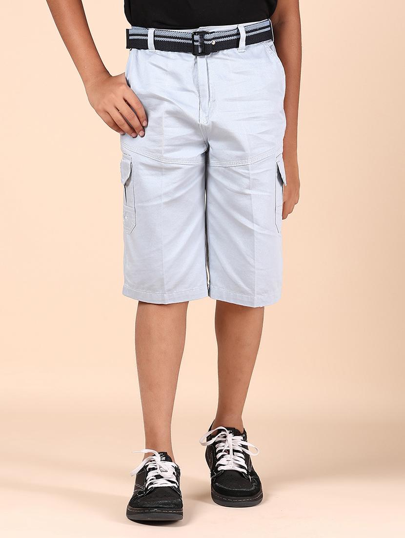 boys solid mid rise cargo three fourth