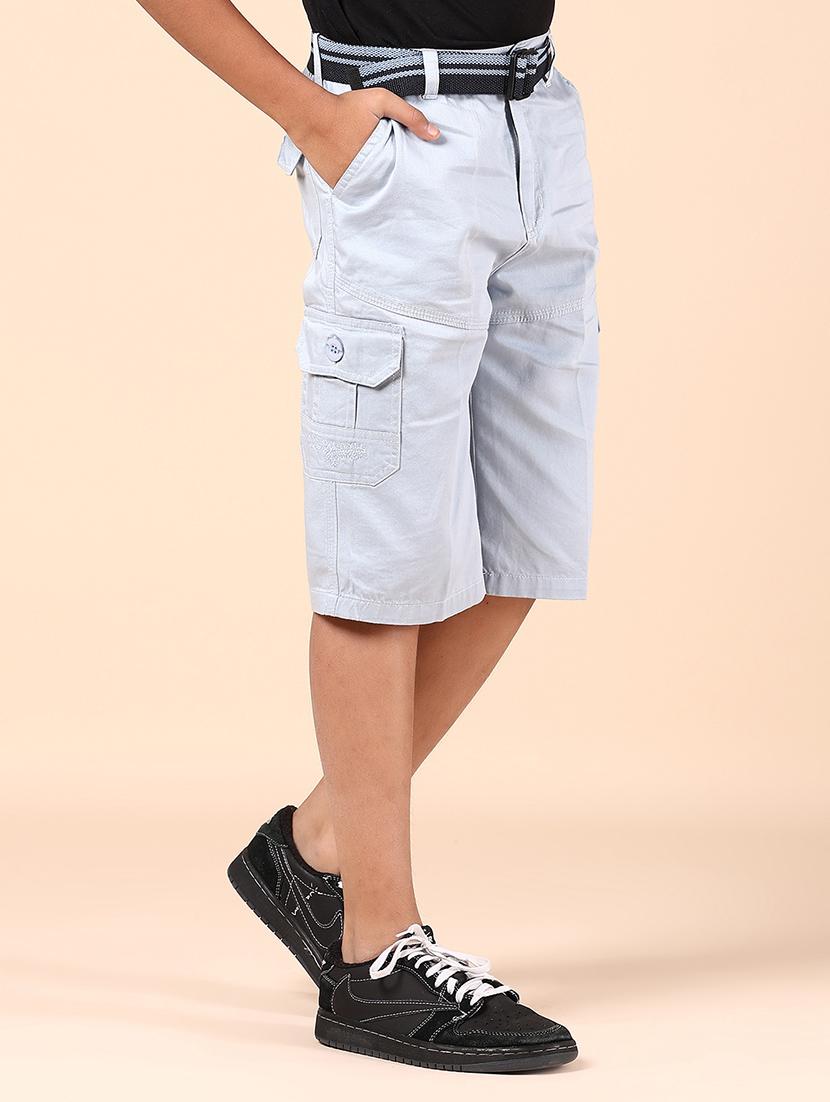 boys solid mid rise cargo three fourth - 21873658 - Standard Image - 2