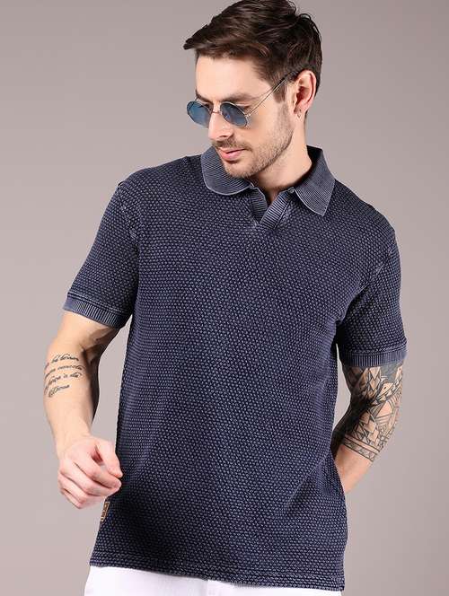 men self design short sleeve regular fit polo t-shirt