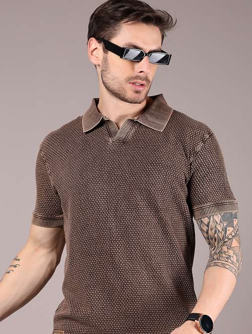 men self design short sleeve regular fit polo t-shirt